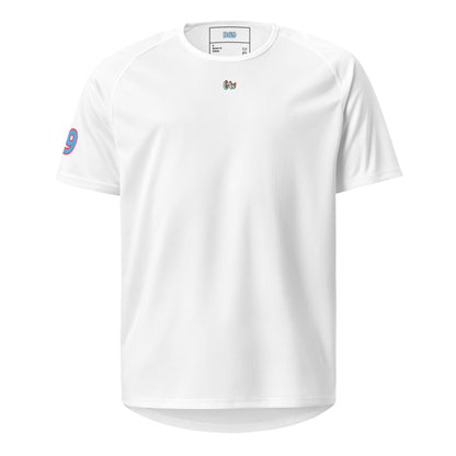 Sports jersey in white with small chest logo and short sleeves
