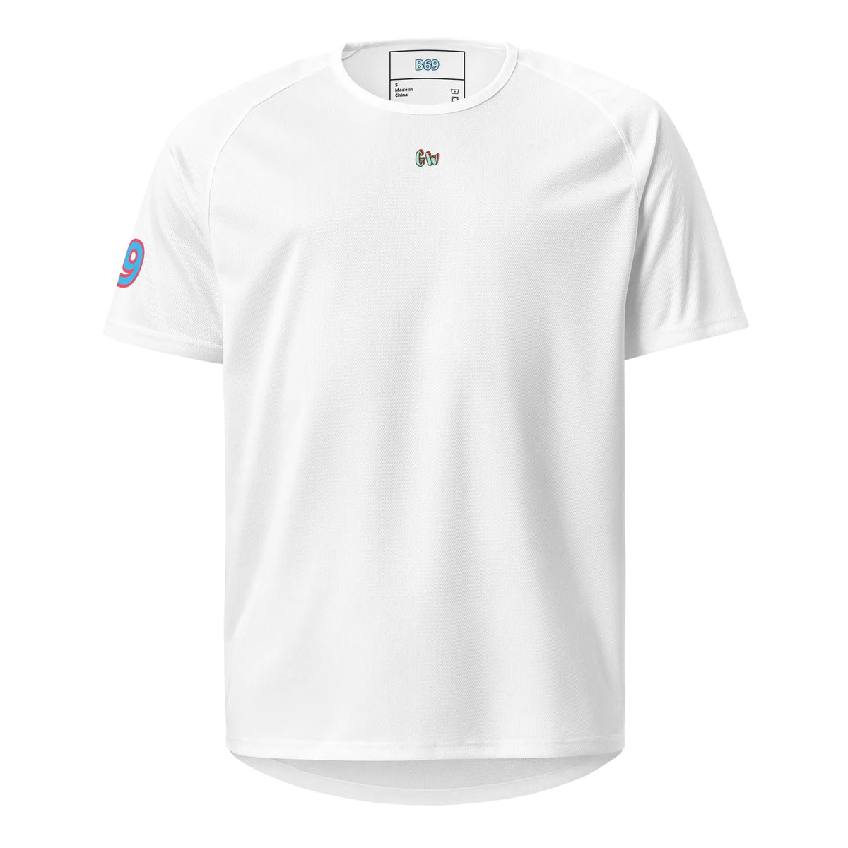 Sports jersey in white with small chest logo and short sleeves