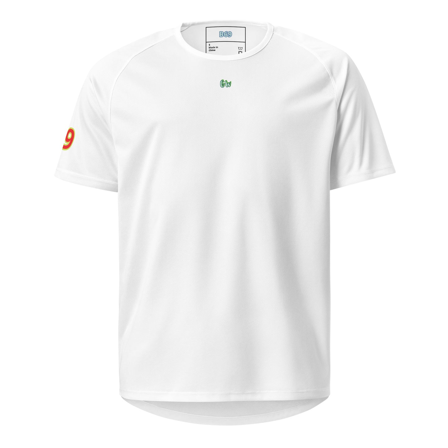 AW Sydney sports jersey in white, front with cW logo and 9 on sleeve