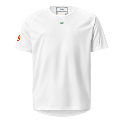 AW Sydney sports jersey in white, front with cW logo and 9 on sleeve