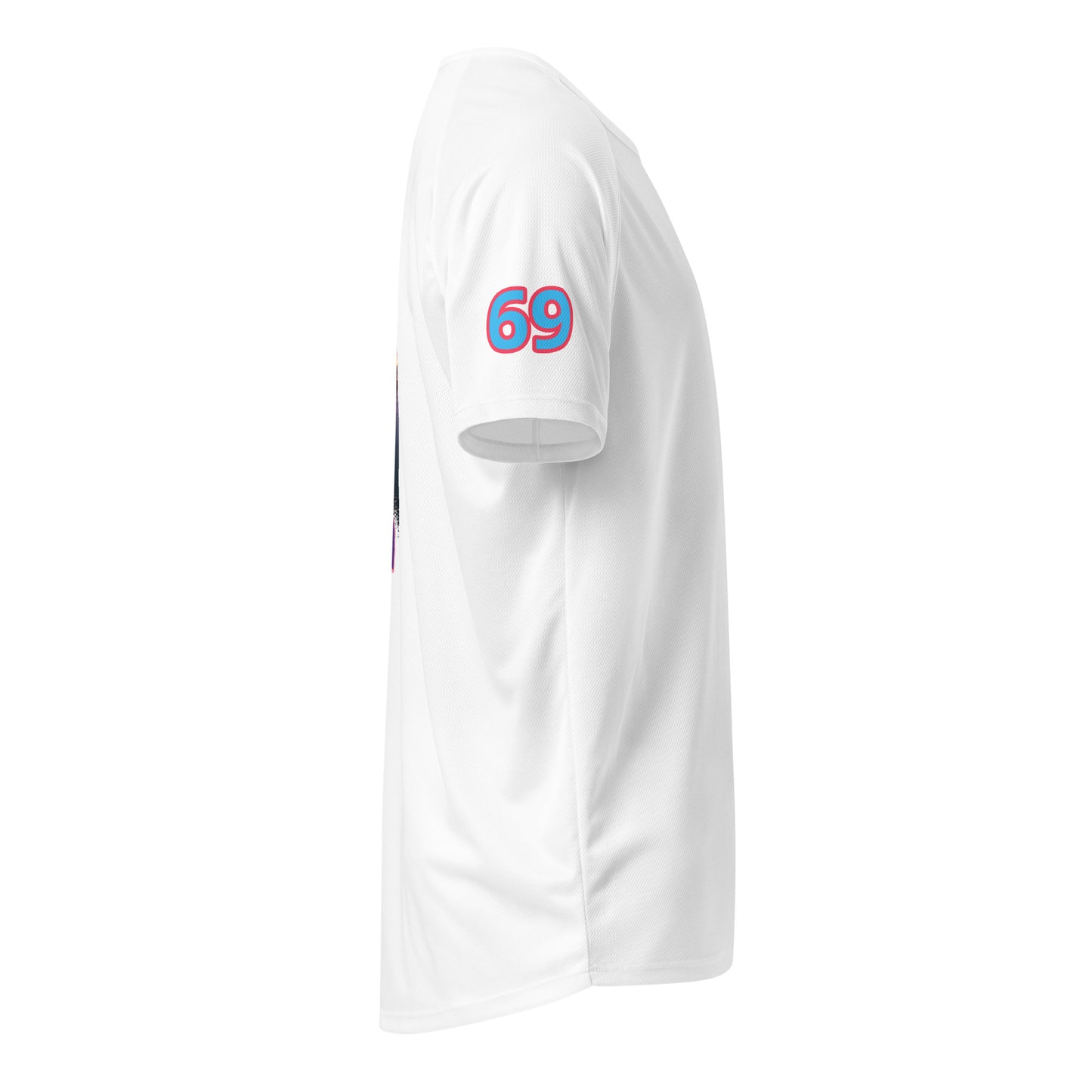 Sports jersey AW Frisco in Weiß mit „69“ vorne und seitlicher Kontrastlinie