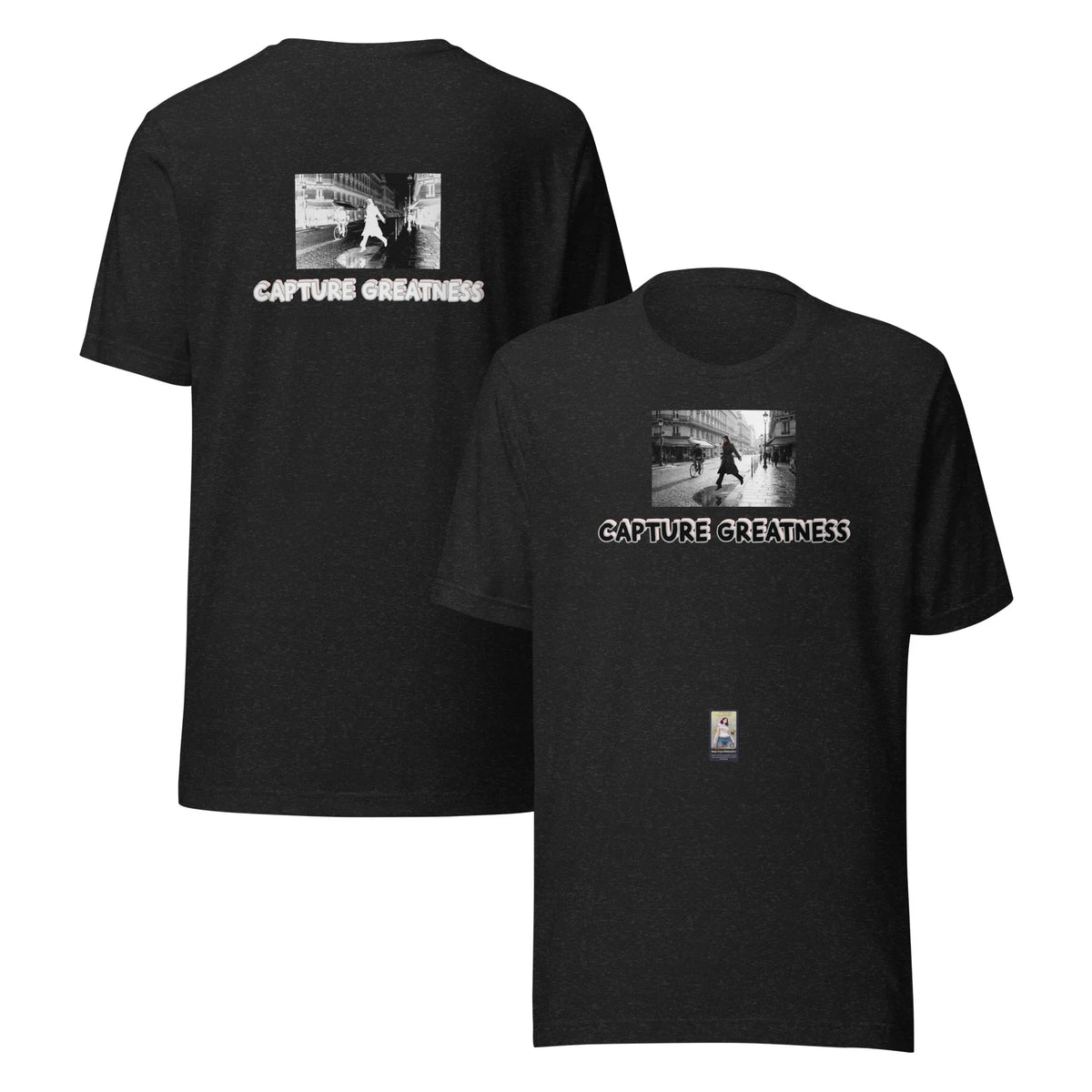 Photo#2 Unisex t-shirt in Black Heather – Vorderansicht Detail