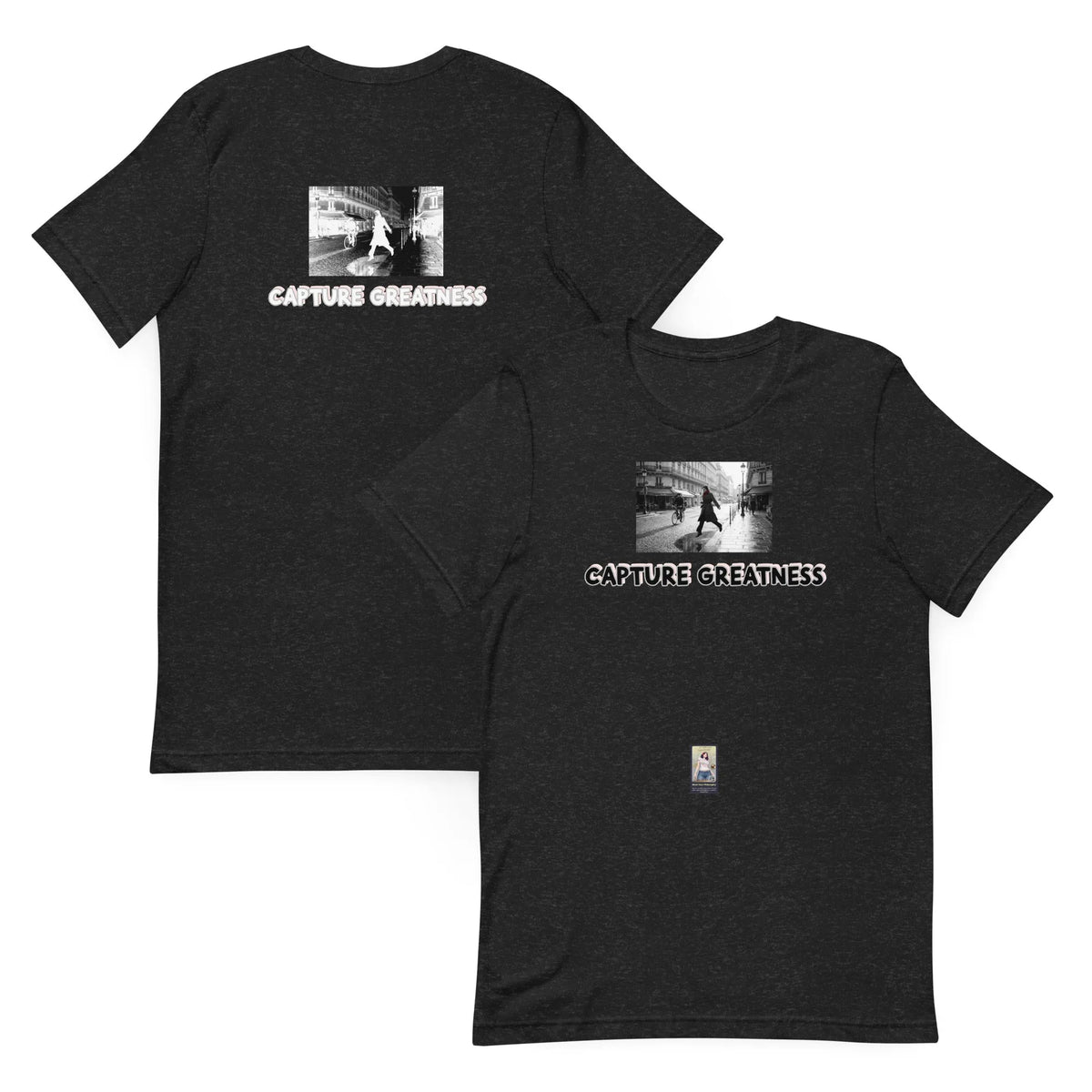 Photo#2 Unisex t-shirt in Black Heather – Vorderansicht Nahaufnahme