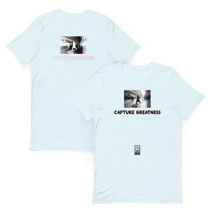 Photo#2 Unisex t-shirt in Heather Ice Blue – Vorderansicht Detail