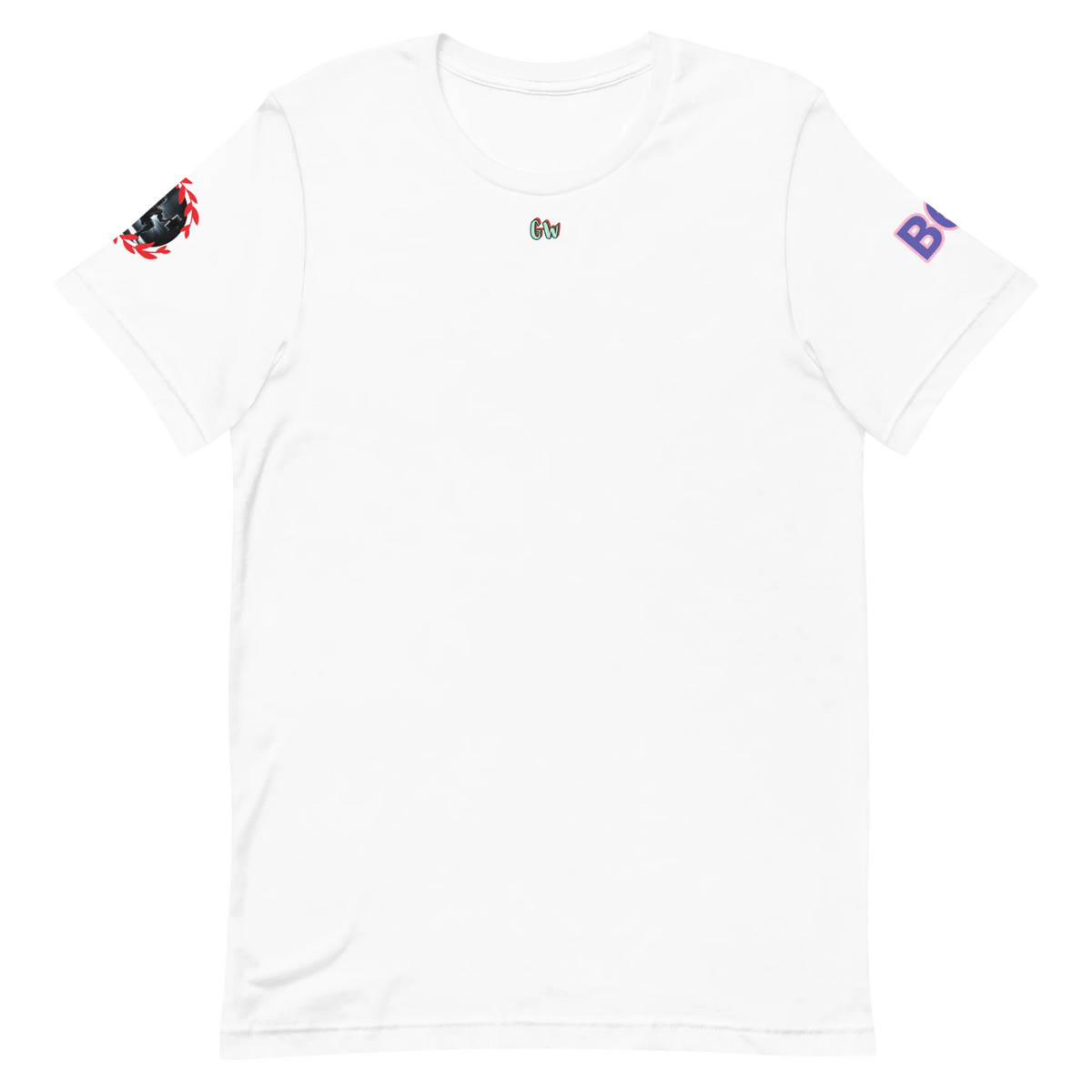 GymT Unisex T-Shirt, weiß, kleines Brustlogo, kurze Ärmel