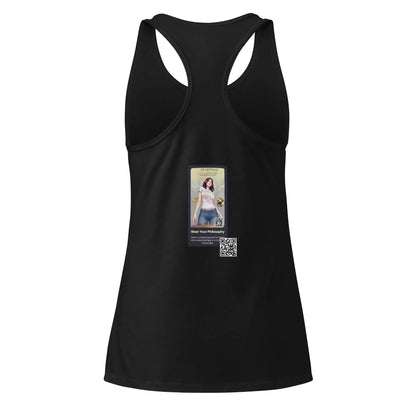 Heritage#4 Women’s fitted racerback tank top in Schwarz – Rückenansicht Detail