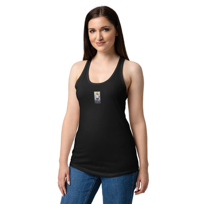 Heritage#4 Women’s fitted racerback tank top in Schwarz – Vorderansicht