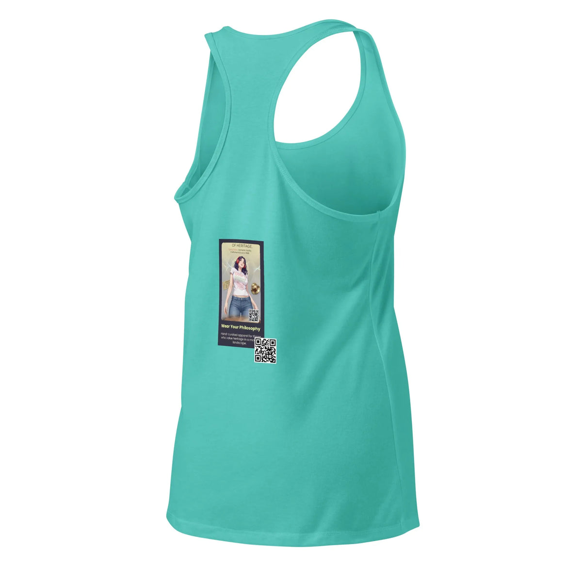 Heritage#4 Women’s fitted racerback tank top in Tahiti Blue – Seitenansicht rechts