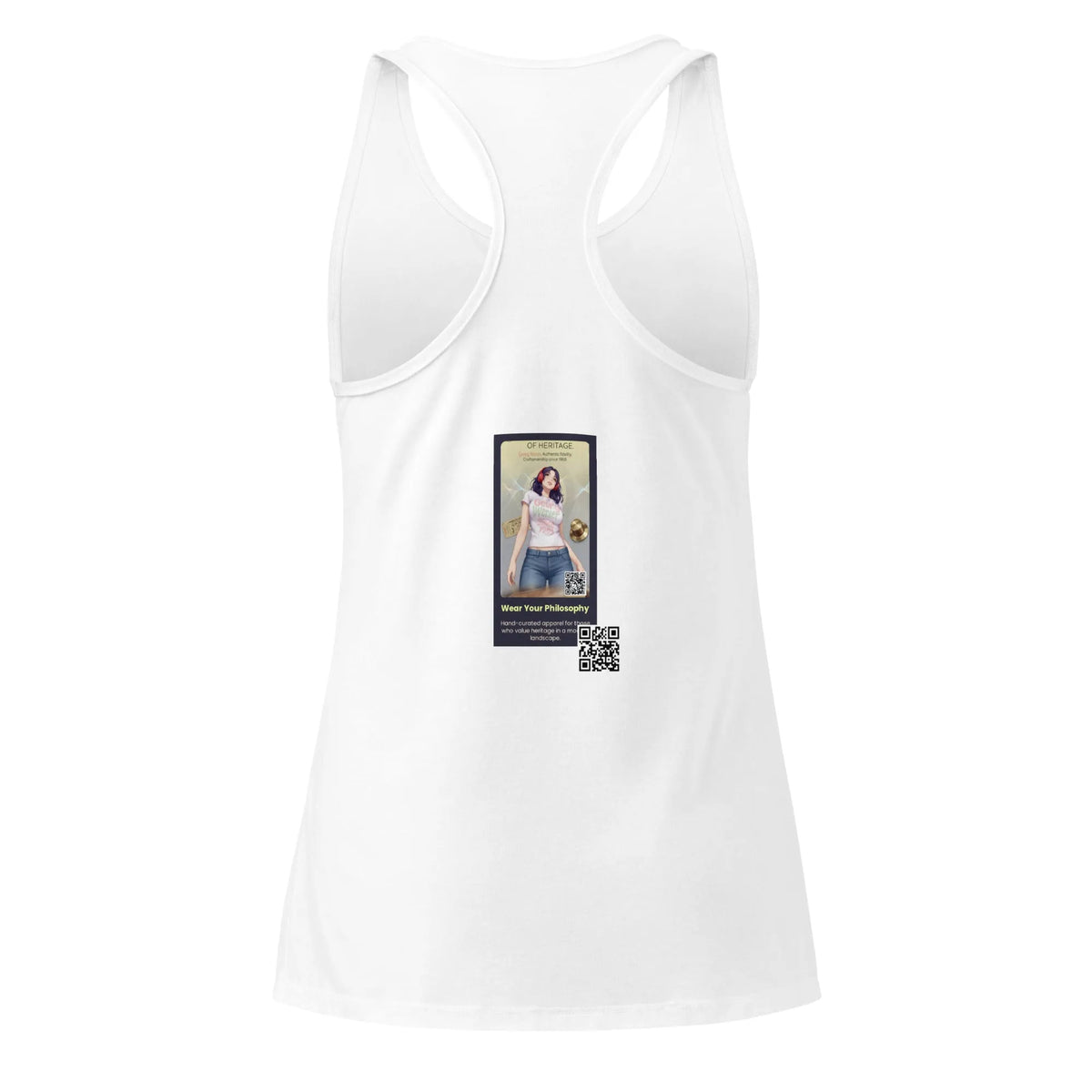 Heritage#4 Women’s fitted racerback tank top in Weiß – Rückenansicht Detail