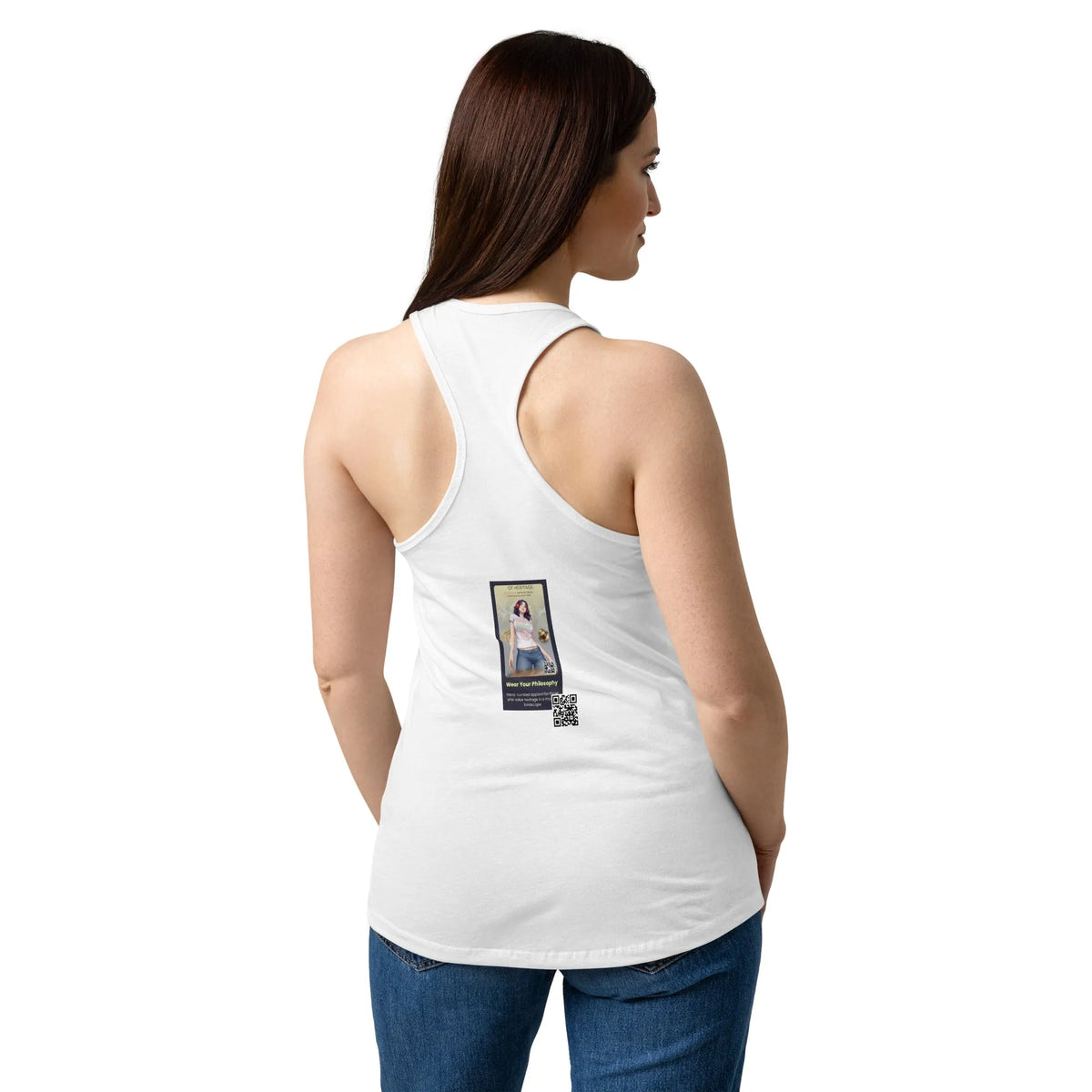 Heritage#4 Women’s fitted racerback tank top in Weiß – Rückenansicht