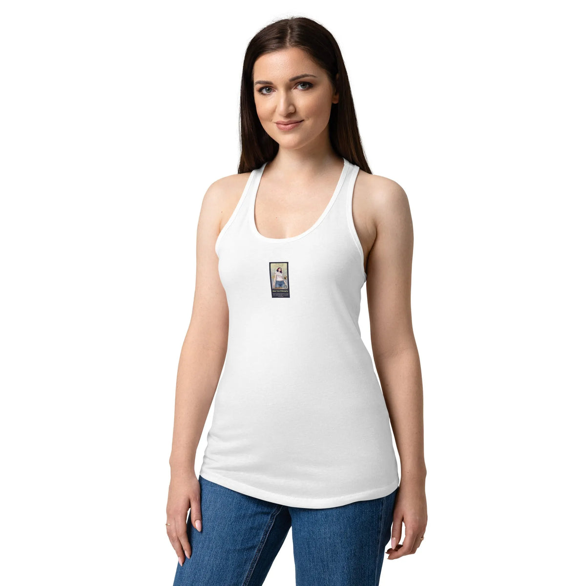 Heritage#4 Women’s fitted racerback tank top in Weiß – Vorderansicht